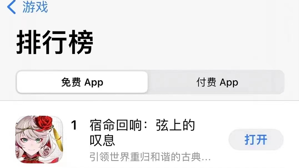 《宿命回響：弦上的嘆息》iOS免費(fèi)榜第一，多平臺(tái)摘得最熱桂冠